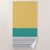 Mosterd en blauwgroen patroon strandlaken (Voorkant)