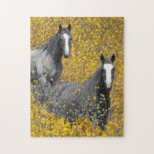 Mosterd en paarden legpuzzel