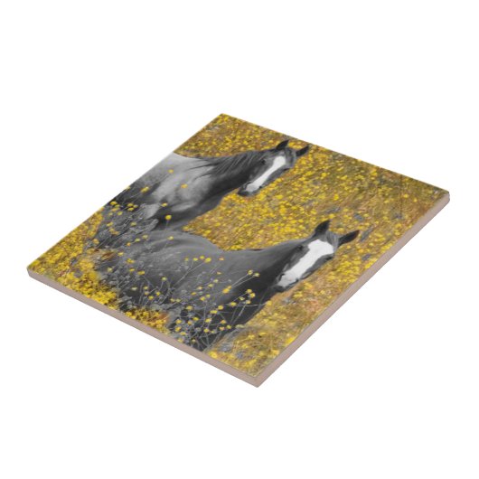 Mosterd en paarden tegeltje (Zijkant)