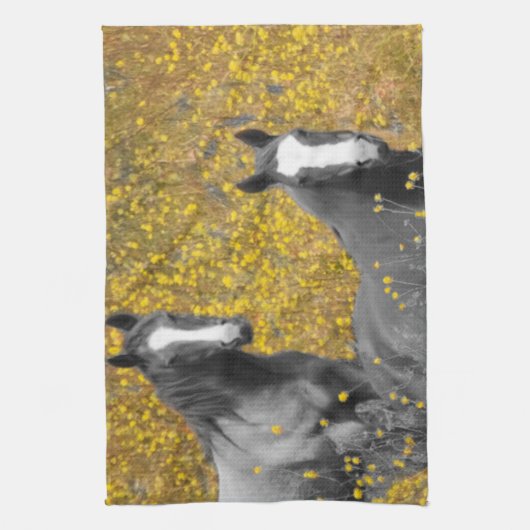 Mosterd en paarden theedoek (Verticaal)