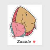 mosterd en roze vis sticker (Vel)