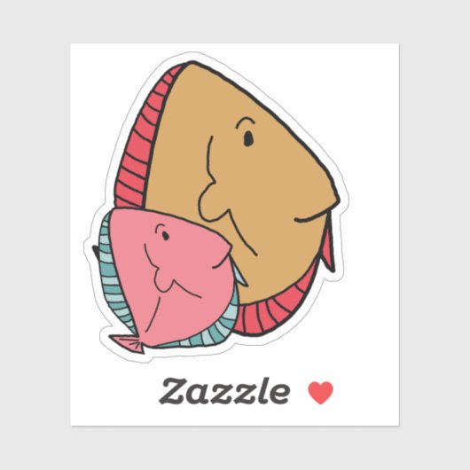 mosterd en roze vis sticker (Vel)