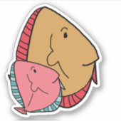 mosterd en roze vis sticker (Voorkant)