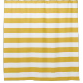 Mosterd en White Striped Shower Curtain Douchegordijn (Voorkant)
