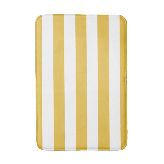 Mosterd en Witte gestripte Bath Mat (Voorkant Verticaal)