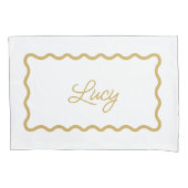 Mosterd en Witte Golvende Sint-Jacobsschelp Frame  Kussensloop (Voorkant)