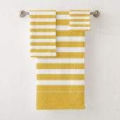 Mosterd en Witte Striped Bath Towel Set Bad Handdoek (Insitu)