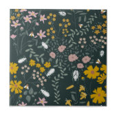 Mosterd Floral Beetles & Bijen Boheemse Bloemen Tegeltje (Voorkant)