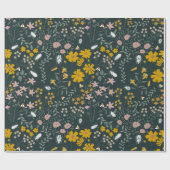 Mosterd Floral Beetles & Bijen Boheemse Wildflower Cadeaupapier (Vlak)