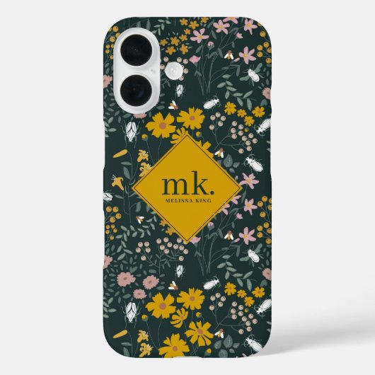 Mosterd Floral Beetles & Bijen Boheemse Wildflower Case-Mate iPhone Case (Achterkant)