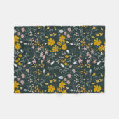 Mosterd Floral Beetles & Bijen Boheemse Wildflower Fleece Deken (Voorkant (Horizontaal))