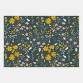 Mosterd Floral Beetles & Bijen Boheemse Wildflower Inpakpapier Vel (Voorkant 3)