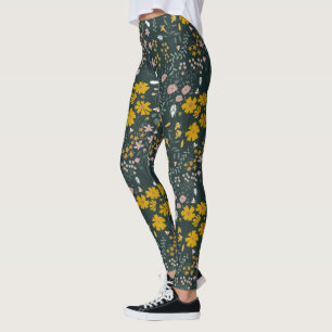 Mosterd Floral Beetles & Bijen Boheemse Wildflower Leggings