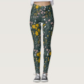 Mosterd Floral Beetles & Bijen Boheemse Wildflower Leggings (Voorkant)