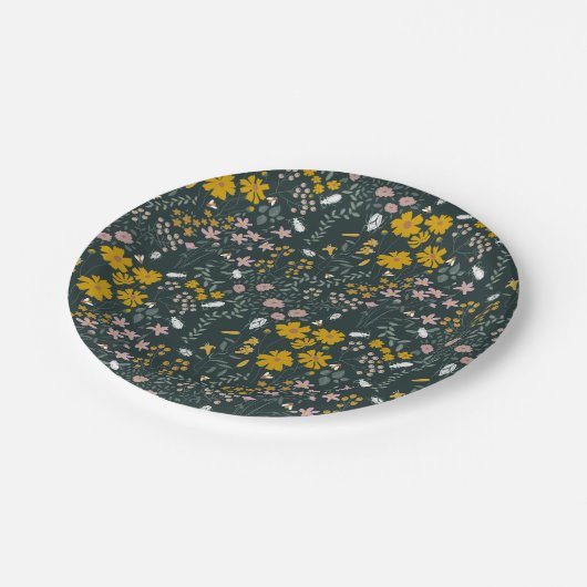 Mosterd Floral Beetles & Bijen Boheemse Wildflower Papieren Bordje (Gekanteld)