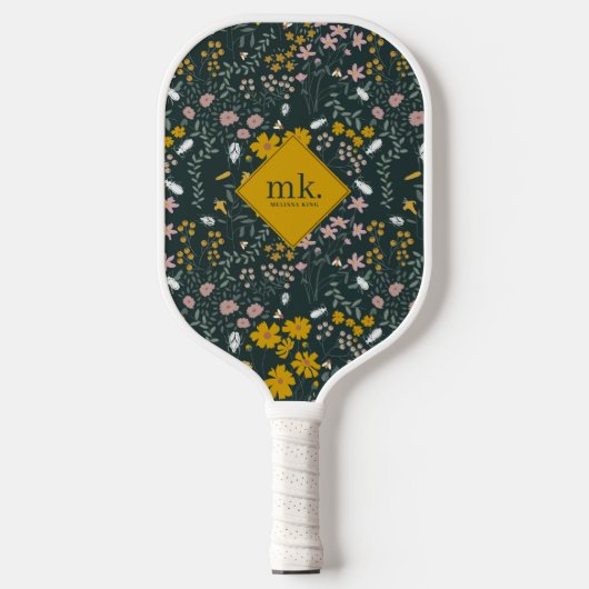 Mosterd Floral Beetles & Bijen Boheemse Wildflower Pickleball Paddle (Voorkant)