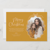 Mosterd Geel Blush Roze Wavy Retro Foto Feestdagenkaart (Voorkant)