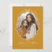 Mosterd Geel Blush Roze Wavy Retro Foto Feestdagenkaart (Voorkant)