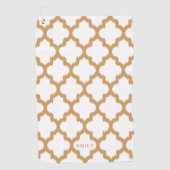 Mosterd Geel en Wit Quatrefoil Patroon Golfhanddoek (Voorkant)