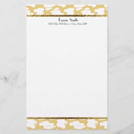 Mosterd Geel Goud Wit Persoonlijke Briefpapier (Voorkant)