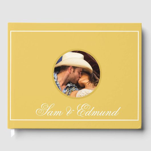 Mosterd Geel Minimalistisch - Foto-  Gastenboek (Voorkant)