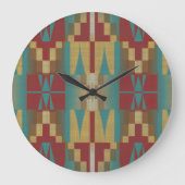 Mosterd Geel Oker Bruin Maroon Rood Tribal Art Grote Klok (Voorkant)