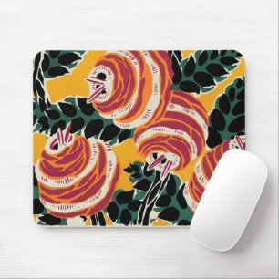 Mosterd Geel & Oranje Art Deco Bloemendecoratie Muismat