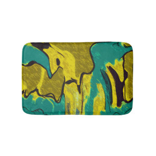 Mosterd Geel Teal Abstract Badmat