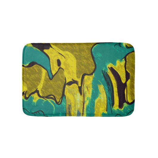 Mosterd Geel Teal Abstract Badmat (Voorkant)