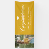 Mosterd Geel Vetgedrukte Kalligrafie Foto Afstuder Spandoek (Verticaal)