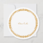 Mosterd Geel Vintage Sierlijke Lijst Trouw Ronde Save The Date (Achterkant)