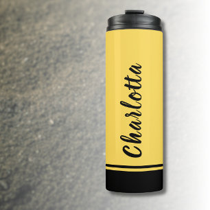 Mosterd Geel Zwart Elegant Minimaal Op Maat Thermosbeker