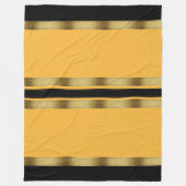 Mosterd Geel Zwart Goud Geometrisch Gestreept Fleece Deken (Voorkant)