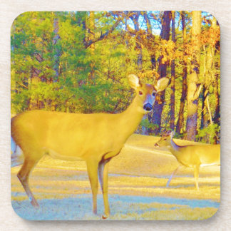 Mosterd gekleurd deer met lichtblauw bier onderzetter