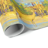 Mosterd gekleurd deer met lichtblauw cadeaupapier (Rol Hoek)