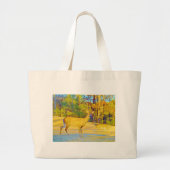 Mosterd gekleurd deer met lichtblauw grote tote bag (Voorkant)