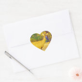 Mosterd gekleurd deer met lichtblauw hart sticker (Envelop)