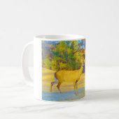 Mosterd gekleurd deer met lichtblauw koffiemok (Voorkant links)