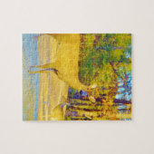 Mosterd gekleurd deer met lichtblauw legpuzzel (Horizontaal)