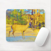 Mosterd gekleurd deer met lichtblauw muismat (Met muis)