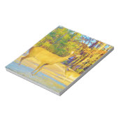 Mosterd gekleurd deer met lichtblauw notitieblok (Linkerzijde)