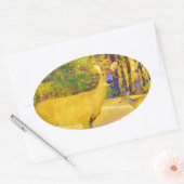 Mosterd gekleurd deer met lichtblauw ovale sticker (Envelop)