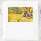 Mosterd gekleurd deer met lichtblauw rechthoekige sticker (Tas)