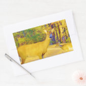 Mosterd gekleurd deer met lichtblauw rechthoekige sticker (Envelop)