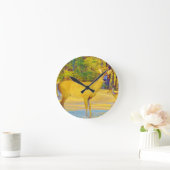 Mosterd gekleurd deer met lichtblauw ronde klok (Huis)