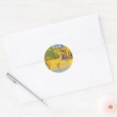 Mosterd gekleurd deer met lichtblauw ronde sticker (Envelop)