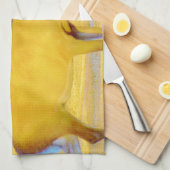 Mosterd gekleurd deer met lichtblauw theedoek (Quarter Fold)