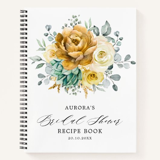 Mosterd Gele Bloemige Salie Bruiloft Receptie Uitn Notitieboek (Voorkant)