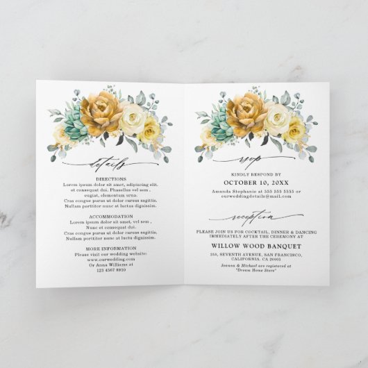 Mosterd Gele Bloemige Salie Groene Moderne Trouwda (Binnen)