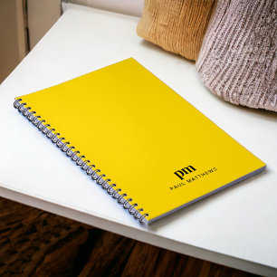 Mosterd Gele Eenvoudige Monogram Beginletters en N Notitieboek